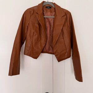 Lulu's Tan Faux Leather Blazer